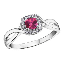 Pink Tourmaline and 0.07ct TDW Diamond Ring (June Birthstone)
