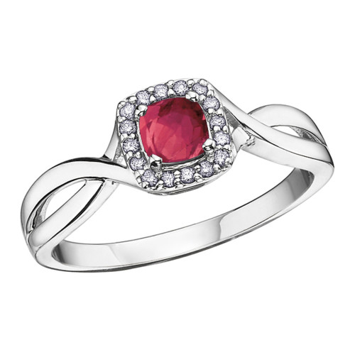 Ruby and 0.07ct TDW Diamond Ring (July Birthstone)