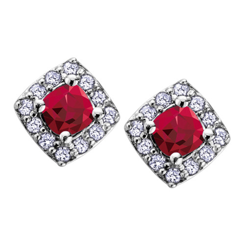 Garnet and 0.12ct TDW Diamond Stud Earrings (January Birthstone)