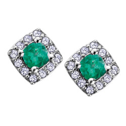 Emerald and 0.12ct TDW Stud Earrings (May Birthstone)