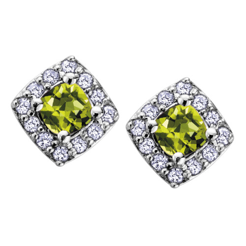 Peridot and 0.12ct TDW Stud Earrings (August Birthstone)