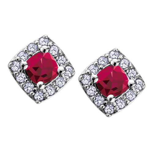 Ruby and 0.12ct TDW Diamond Stud Earrings (July Birthstone)