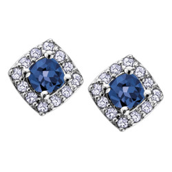 Sapphire and 0.12ct TDW Diamond Stud Earrings (September Birthstone)