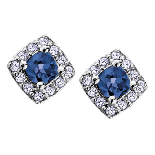 Sapphire and 0.12ct TDW Diamond Stud Earrings (September Birthstone)