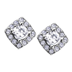 White Zircon and 0.12ct TDW Diamond Stud Earrings