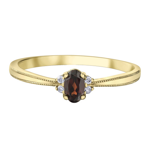 Garnet and Diamond Ring- 0.03ct TDW (January Birthstone)