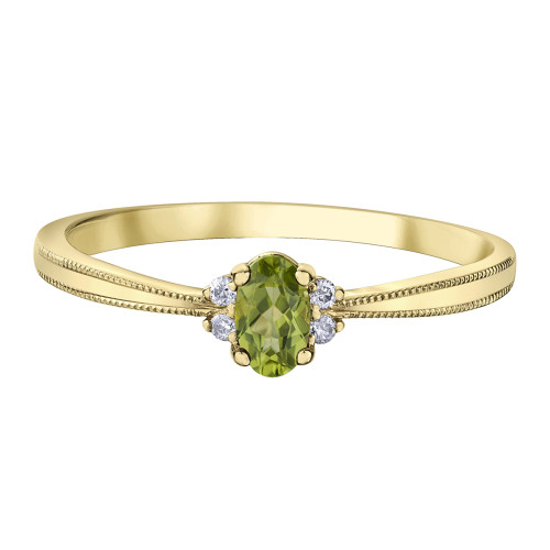 Peridot and Diamond Ring- 0.03ct TDW