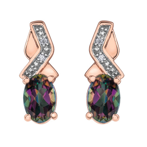 Mystic Topaz and Diamond Earrings- 0.01ct TDW