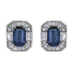 Sapphires and Diamond Earrings- 0.14ct TDW