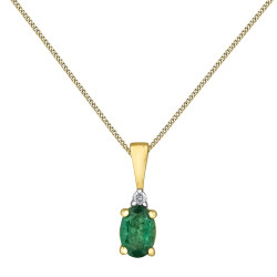 Emerald and Diamond Necklace- 0.015ct TDW
