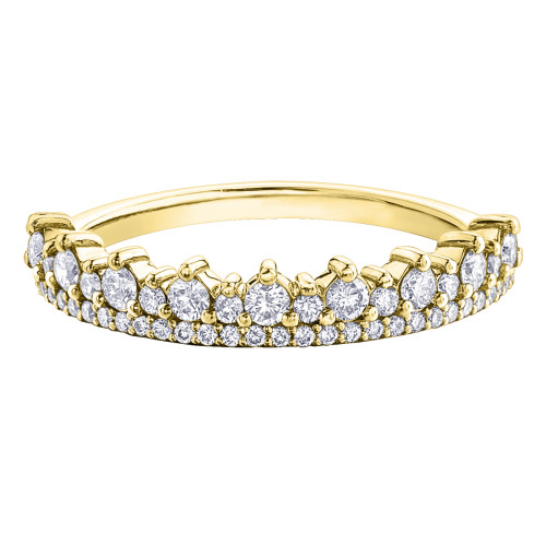 Side Stone Pave Set Diamond Ring- Yellow Gold 0.50ct TDW