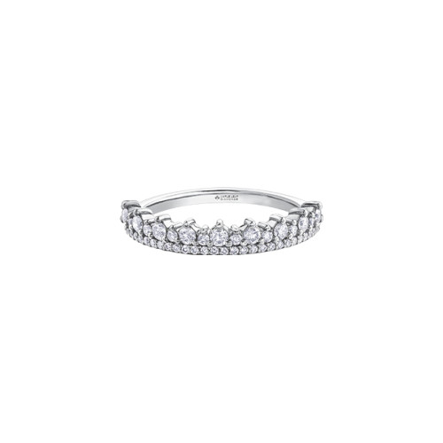 Side Stone Pave Set Diamond Ring- White Gold 0.50ct TDW