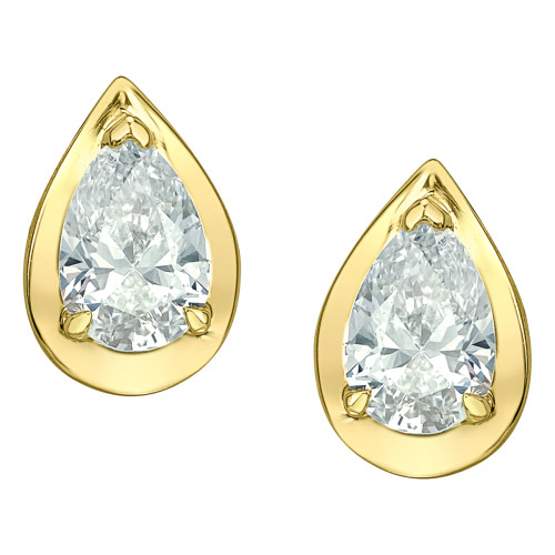 Picture Frame Pear Shape Lab Grown Diamond Stud Earrings - 0.46ct