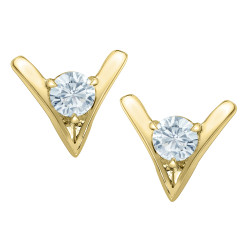 Gold Chevron Lab Grown Diamond Studs - 0.50