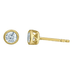 Milgrain Bezel Set Lab Grown Diamond Stud Earrings - 0.40ct