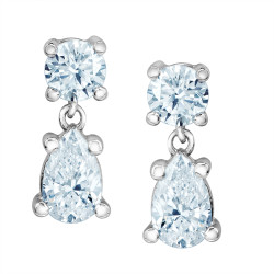 Round and Dangling Pear Lab Grown Diamond Earrings - 0.75ct