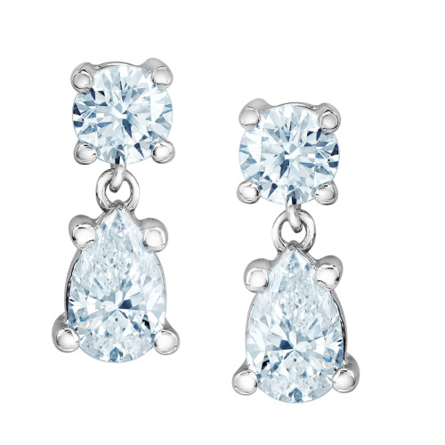 Round and Dangling Pear Lab Grown Diamond Earrings - 0.75ct