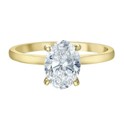 Oval Lab Grown Diamond Solitaire Ring with Hidden Halo- 1.58ct TDW