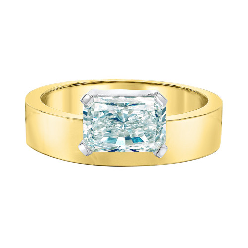 Offset Radiant Cut Lab Grown Diamond Cigar Band Ring- 1.51ct