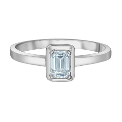 Picture Frame Emerald Cut Lab Grown Diamond Solitaire Ring - 0.50ct
