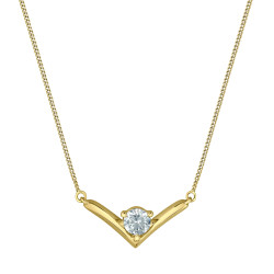 Gold Chevron Lab Grown Diamond Solitaire Necklace - 0.30