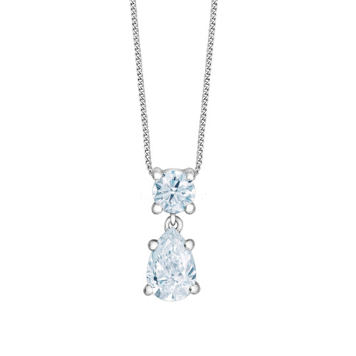 Round and Dangling Pear Lab Grown Diamond Pendant - 0.75ct