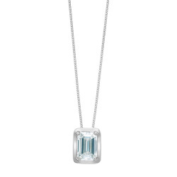 Picture Frame Emerald Cut Lab Grown Diamond Solitaire Pendant - 0.50ct