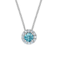 Blue Lab Grown Diamond and Halo Pendant - 0.33ct
