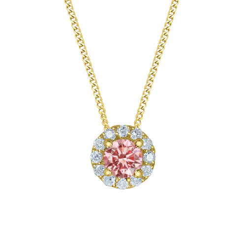 Pink Lab Grown Diamond and Halo Pendant - 0.33ct