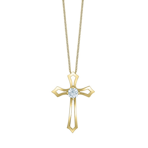 Flared Cross Lab Grown Diamond Solitaire Pendant - 0.20ct
