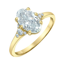 Oval Lab Grown Diamond Ring with Accents- 1.64ct TDW