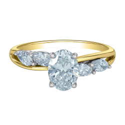 Oval Lab Grown Diamond Ring with Pear Accents- 1.40ct TDW