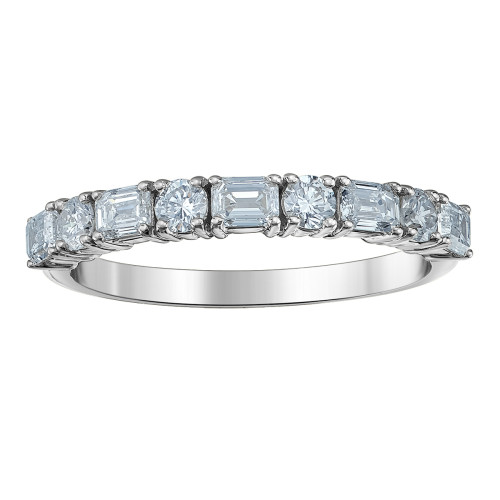 Emerald and Round Cut Lab Grown Diamond Band- 0.75ct TDW Emerald and Round Cut Lab Grown Diamond Band- 0.75ct TDW