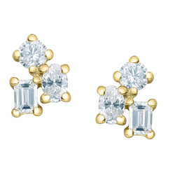 Mixed Shape cluster Lab Grown Diamond studs - 0.30ct