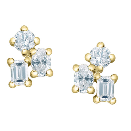 Mixed Shape cluster Lab Grown Diamond studs - 0.30ct