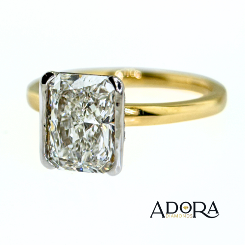 Radiant Cut Half Bezel Hidden Halo Lab Grown Diamond Ring- 2.16ct TDW