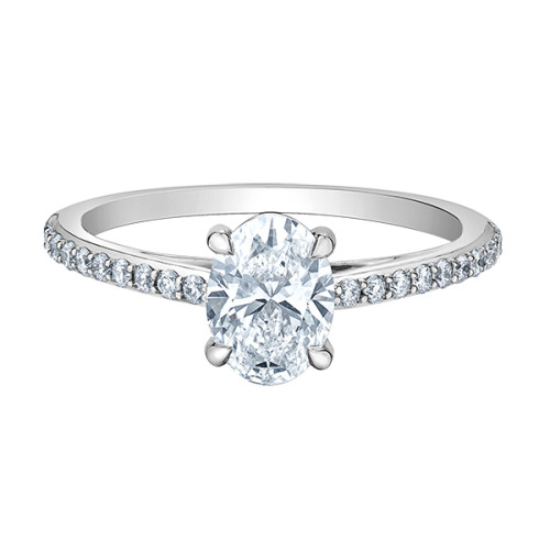 Oval with Pin-Set Cathedral Lab Grown Diamond Band- 1.20ct TDW