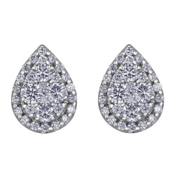 Pear Shape Diamond Cluster Earrings- 0.50ct TDW
