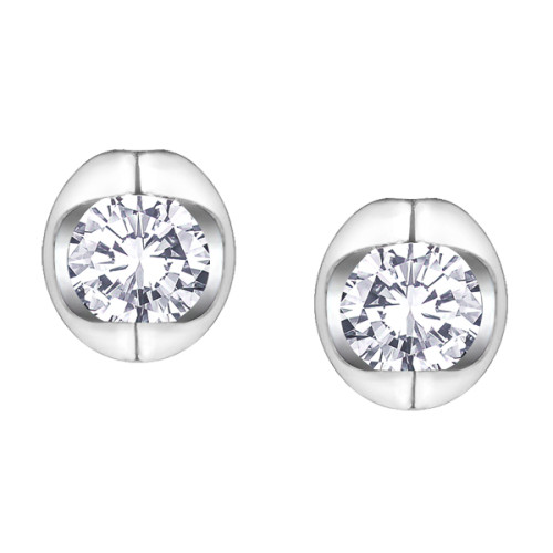 Tension Set Diamond Earrings- White Gold