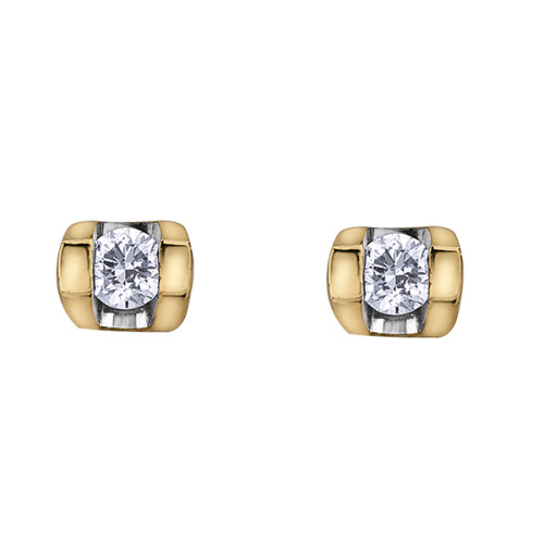 Tension Set Diamond Earrings- Yellow Gold