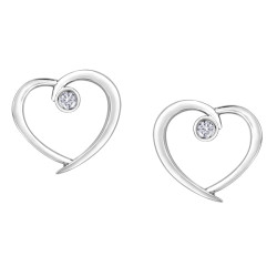 Diamond Heart Earrings- White Gold