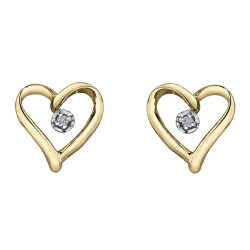 Diamond Heart Earrings- Yellow Gold