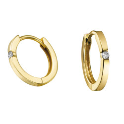 Diamond Solitaire Hoop Earrings- .04TW Yellow Gold