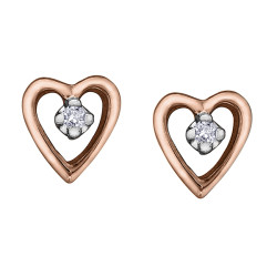 Diamond Heart Earrings- Rose Gold