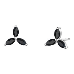 Black Sapphire Marquise Trinity Earrings