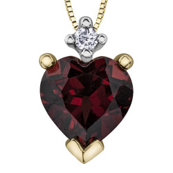 Garnet Heart Shape Diamond Pendant