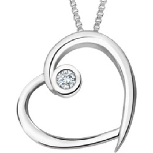 Diamond Heart Pendant- White Gold