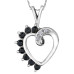 Sapphire and Diamonds Heart Pendant- White Gold