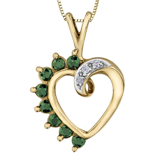 Emerald and Diamonds Heart Pendant