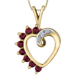 Ruby and Diamonds Heart Pendant